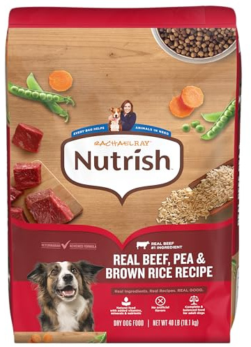 Nutrish Rachael Ray Adult Dry Dog Food Real Beef, Pea & Brown Rice Recipe, 40 lb. Bag (Packaging May Vary)
