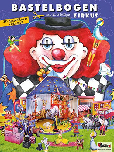 Hoja de manualidades de circo con carpa de circo, mago, artistas, vagón de circo para recortar, juguetes artesanales de papel para niños a partir de 7 años. papertoys