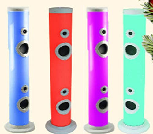 Potente altavoz de torre de 100 vatios, iluminación LED, luces de persecución que cambian de color, Bluetooth, gran reproducción de sonido, reproducción de MP3 (tarjeta USB/SD), radio FM, control
