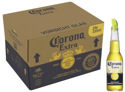 Corona Extra Premium Lager Flaschenbier, MEHRWEG im Karton, Internationales Lager Bier, 20er Karton (20 x 0.355 l)