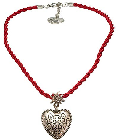 Alpenflüstern Kordelband-Trachtenkette Herz - Damen-Trachtenschmuck Dirndlkette in traditionellen Farben DHK246
