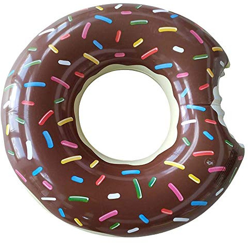 Amacoam Donut, simring, uppblåsbar munk, simdäck, #90, luftmadrass, munk, vattenleksak för vuxna och barn, flytleksak, pool, luftmadrass för pool, fest, strand etc, brun