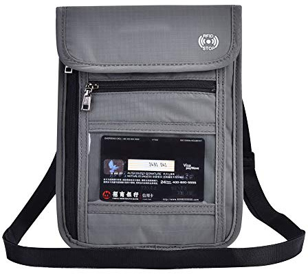 Reisepass Halsbandtasche, Schützt Pässe und Ausweise, Passhülle mit Nylon-Etui für Reisende, Festivalbesucher und Sportler