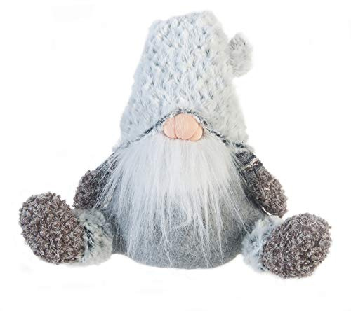 Rebecca Mobili Folletto Natale, Gnomo Decorativo in Stoffa, Grigio Bianco, Addobbo Natale - Misure: 35 x 16 x 24 cm (HxLxP) - Art. RE6412