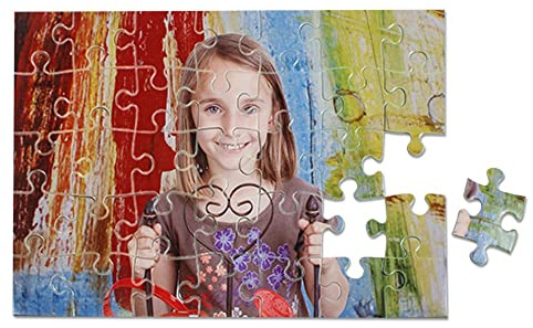 Puzzle mit eigenem Foto Bild Motiv und Text Namen als Geschenkidee Hier selbst gestalten Fotopuzzle Kartonpuzzle Puzzlespass für die ganze Familie Personalisiert (190mm x 280mm / 35 Teile)