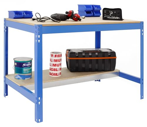 Simon Rack Mesa de Trabajo Taller, 600 kg Capacidad Carga, 842x1510x610 mm, Galva/Madera - BT0