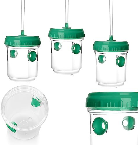BigDean 3er Set Wespenfallen für draußen in Grün 9x13cm - Lebend Fallen zum Aufhängen gegen Wespen, Bienen, Hornissen - Hornissenfalle Bienenfalle Fliegenfalle - für natürlichen Lockstoff