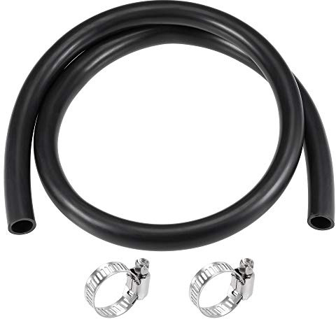 sourcing map Tubo per olio lubrificante 14 mm ID 18 mm OD 1,0 m Tubo per acqua in gomma nero, 2 morsetti