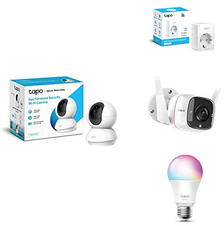 TP-Link - Cámara de Vigilancia + Cámara de Vigilancia Exterior/Interior + Bombilla LED + WiFi Enchufe