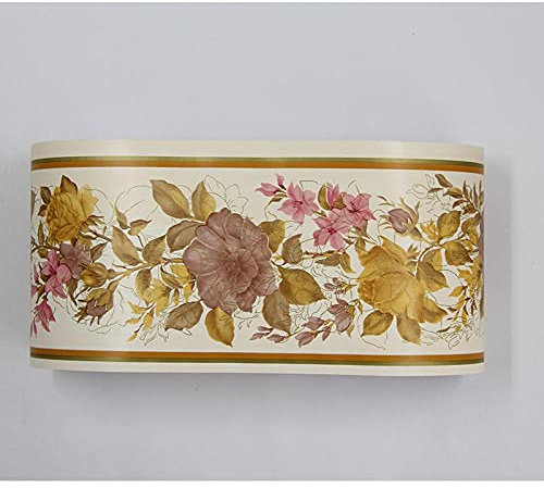 Tapetenbordüre selbstklebend Goldene Blume PVC Sockelleiste Dekorative Bordüre Selbstklebende Home Bordüre Küche Tapetenbordüre selbstklebend für Badezimmer Wohnzimmer 10X900CM