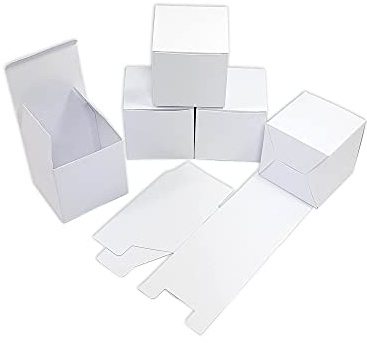 Frau WUNDERVoll® 12 Faltschachteln weiß, 7x7x7 cm (gefaltet), 300 Gramm Papier/Würfelbox, Kissenverpackungen, Pillow box, Faltverpackung, Geschenkverpackung, Gastgeschenk, Hochzeit