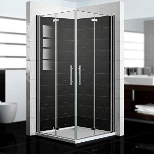 dedeco Eck-Duschrückwand wasserfest Motiv: Fliesen V4, 2 x 100x200 cm, als Badrückwand zum Fliesenersatz, als Dekorwand, Wandverkleidung und Duschplatte aus Aluminium - Made in Germany