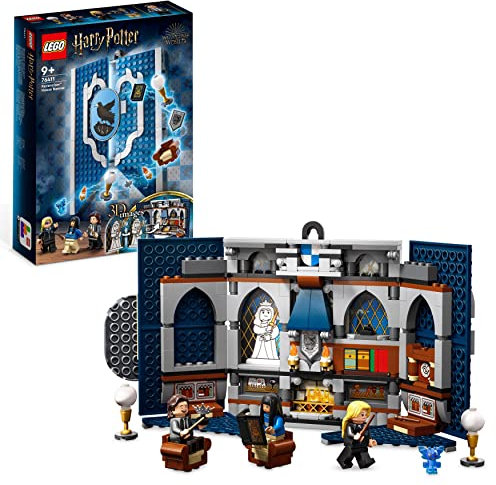 LEGO 76411 Harry Potter Hausbanner Ravenclaw, Hogwarts Wappen, Schloss Gemeinschaftsraum Spielzeug oder Wanddisplay mit Luna Lovegood Minifigur, Sammel-Reisespielzeug