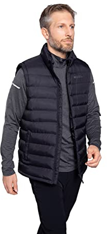 Mountain Warehouse Seasons Mens Padded Gilet - Water Resistant Gilet, Body Warmer, Lightweight Jacket, Easy to Store Coat - For Spring Summer Travelling, Walking Black M