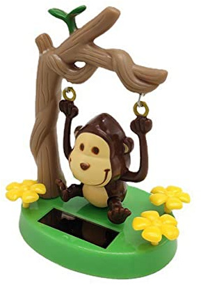 iSpchen Wackelfigur Solar Tanzfigure AFFE Puppe Ornament Solarbetriebene Wackelkopf Figur Verzierung Schaukel AFFE tanzendes Spielzeug Armaturenbrett Puppe Deko Auto Innenraum zubehör