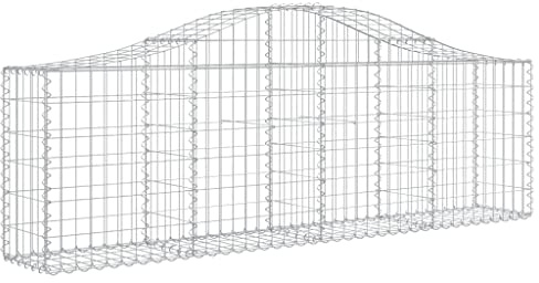 vidaXL Gabion bågformad 200x30x60/80 cm galvaniserat järn, gabionkorg, stenmur, gabionmur, gabionkorgar, stenmurar, gabionvägg