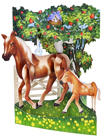 Santoro Swing-Karte, 3D-Pop-Up-Grußkarte – Pferde – Geschenk für Sie, Ihn, Mädchen, Tochter, Sohn, Familie, Geburtstag (Pferd und Fohlen) (mehrere)