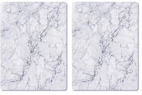 Pagnanno Hob Covers Chopping Board Pack of 2 - Versatile Kitchen Board Glass Worktop Savers - Heat Resistant Sink Boards, Worktop Protectors - Marble Effect Grey (Design 1, 50x40CM)