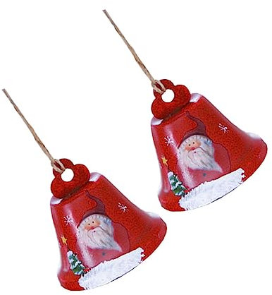 Garneck Weihnachtsglocke Aus Eisen Weihnachtsmann-Design Dekorative Glocke Zum Aufhängen Mit Seil Rot Für Den Baum
