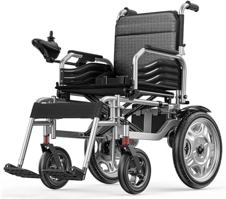 Fauteuil roulant électrique pliable pour personnes âgées, fauteuil roulant motorisé anti-basculement robuste tout-terrain avec levier de commande à 360° pour les voyages en plein air à la maison