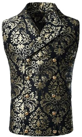 Herren Anzugweste Einstecktuch Taschentuch Jacquard Weste Viktorianischen Doppelreiher Weste Anzugweste Business Anzug Weste Formal Seidenweste Gilet Herrenbekleidung Ärmellose für Hochzeit Groomsmen