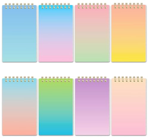 Koogel 8Pcs Pocket Notebook 3x5 Inch Spiral, Mini Notepads for School