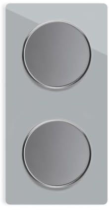 OneKeyElectro 2x Lichtschalter 1fach + Glas-Abdeckrahmen 2fach senkrecht, Komplette Schaltlösung, Schalter-Set, rund, Unterputz, Schutzart IP20, 230V/16A - grau