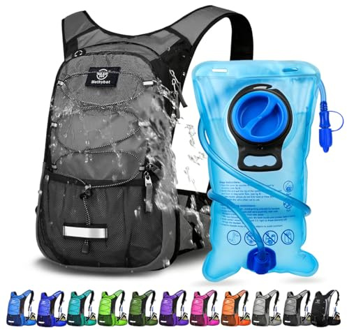 Mothybot Insulated Hydration Backpack Pack with 3L BPA Free Leak Proof Water Bladder, Large Storage Lightweight Hiking Daypack with Waist Pouches & Cooler Layer, for Running, Biking, Camping, Festival