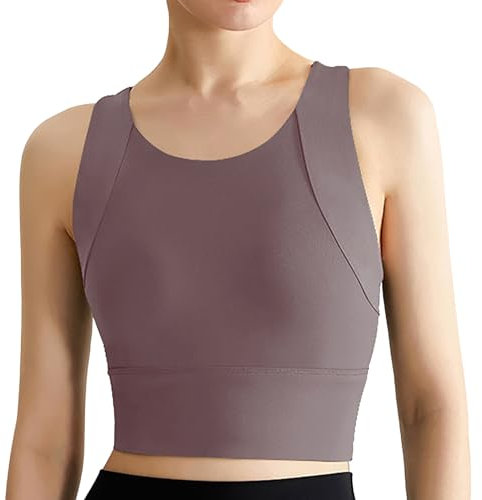 Ruowuhen Damen Sport Tank Top Ärmelloses Tanktops Workout Yoga Oberteile Fitness Tops Fitness Sporttop mit Built-in BH Begonie Violett M