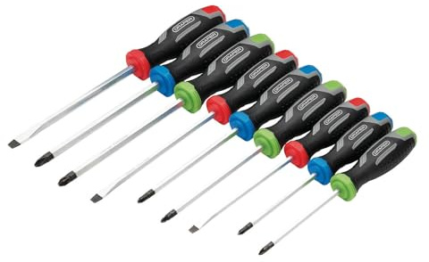 Draper 9pc Pound Thru Soft Grip Screwdriver Set - 13487 - Magnetic Tip, CRV Blade
