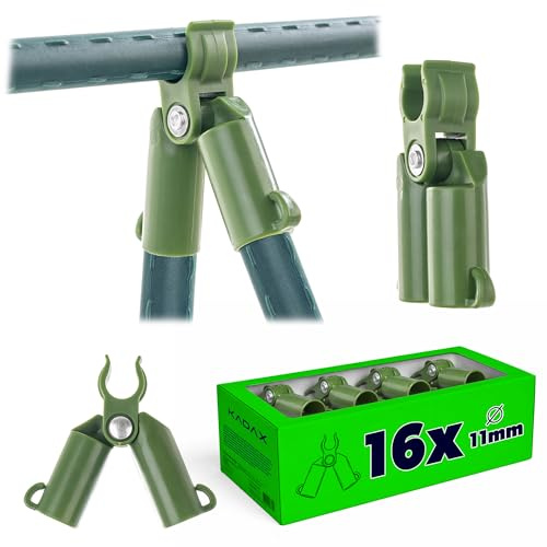 KADAX Conectores de plástico con bisagra para varillas, accesorios de jardín, para enrejar, soportes de varillas de 11 mm, 16 unidades