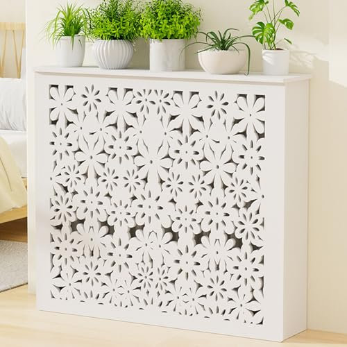 Copri Termosifone Copri Calorifero Copertura Del Radiatore, Copertura Per Termosifone Moderna, In MDF Verniciato Bianco, Copertura Termosifone Per Casa E Ufficio(90 * 90 * 20cm/35.4 * 35.4 * 7.9in)