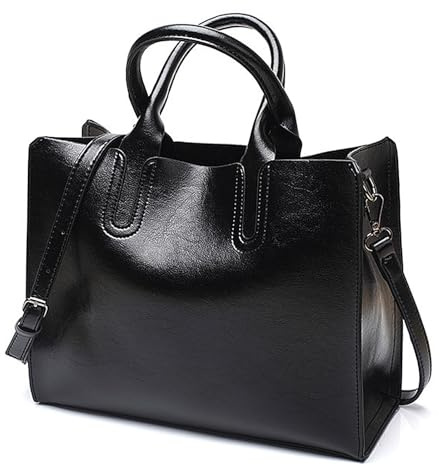 Long Keeper Umhängetasche Damen Leder Henkeltasche Handtasche Damen Crossbody Bag Kunstleder Schultertasche Mittelgroß Verstellbar Gurt für Arbeit Reise Alltag (Schwarz)
