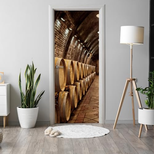 Alwayspon Adhesivo mural autoadhesivo para puerta de bodega de vino de 200 x 76 cm, vinilo para despegar y pegar, calcomanías impermeables y extraíbles para decoración de pared de dormitorio, hogar