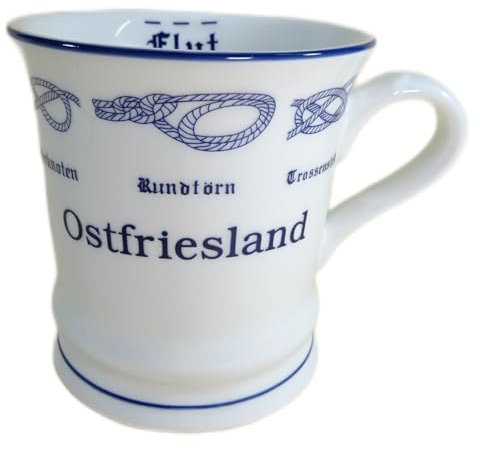 Ostfriesland Knotentasse 10 x 9,5 cm Tasse 0,2 Liter Ebbe Flut Knoten Becher Kaffeetasse Kaffeebecher Deko 85331 GPT