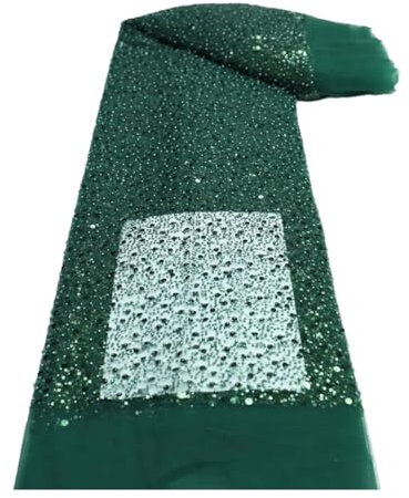 African Beaded Lace Fabric French Luxury Beads Nigerian Sequins Tulle Lace Fabric for Wedding Dress