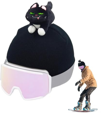Hogvinnatil Cubierta para Casco de esquí para Adultos, Casco de esquí Animal, para Casco de esquí con diseño de Gatos, Accesorios para niñas Clima frío, Accesorios para Deportes de Nieve para