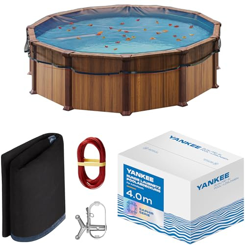Yankee - Runde Pool Laubschutznetz 460 cm, 0,4 cm Masche, Schutznetz für Aufstellpools, hält Blätter & Schmutz fern, reißfeste Anti-Verstopfungs-Mesh