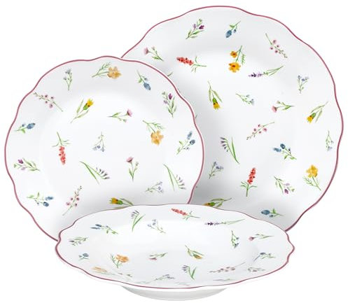 Tognana Millefiori, servizio piatti 18 pezzi per 6 persone, porcellana, bianco