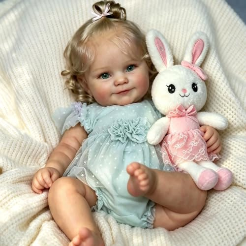 Zero pam Reborn Puppen Lebensecht, Reborn Baby Mädchen Mit VollVinyl Körper 50CM Lebensechte Puppe Wie Echtes, Echt Aussehende Puppe Mit Haaren