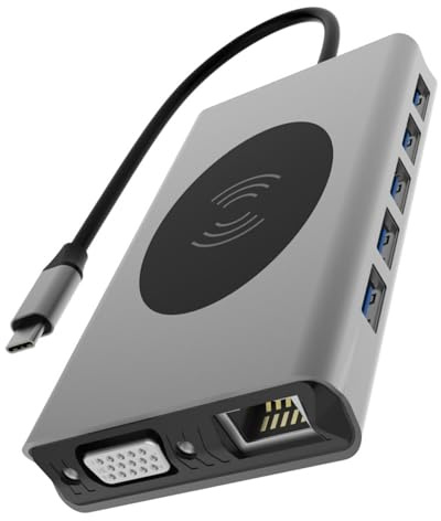 NUOBESTY Estación De Acoplamiento Concentrador USB De Aleación De Aluminio Adaptador Concentrador Notebook Cargador Inalámbrico USB-c para Puerto General