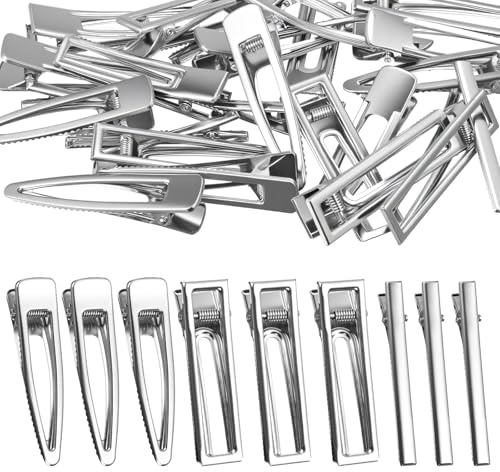 Tyqour 30 Stück Haarspangen Silber Metall Haarclips DIY Haarklammer Flache Haarspangen Friseur Alligator Clips Metall Haarklammern Klein Hair Accessoires Silver Hair Clips for Girls Haarstyling DIY