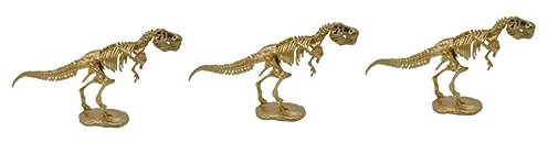 GLEAVI 3 Stück Dinosaur Skeletton Statue Figur für Zuhause Abstrakte Skulptur aus Design Praktische Dekoration für Büro und Wohnräume Goldene Farbvariante