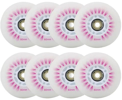 LED-beleuchtete Inline-Skate-Rollen, 8 Stück, 70–80 mm, Härtegrad 90 A, Nachtsicherheitsbeleuchtung (violettes Lichtrad, 70 mm)