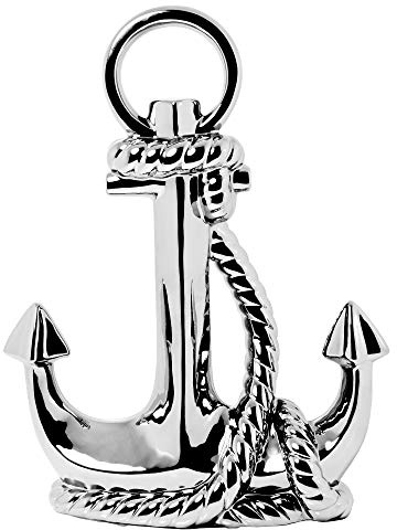 Design By Pepper Ceramic Anchor Sculpture – Polished Silver Finish, 38cm x 29cm