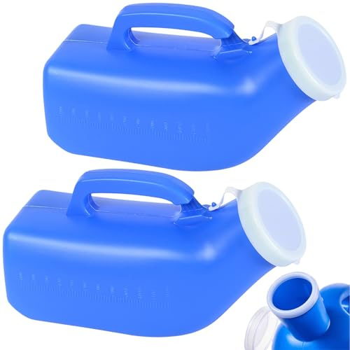 iuiiaii 2Pcs Pee Bottle for Men, Urine Bottles Male Spill Proof, 1200ml Wee Bottle for Men with Lid, Mens Urine Bottles Spill Proof in Bed, Suitable Home Hospitals and Camping Travel