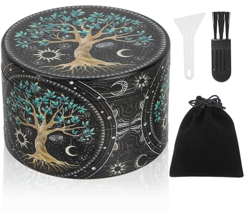 Large Grinder 63mm 4 Layers Zinc Alloy Spice Crusher with 40 Grinding Teeth | Metal Grinder Full Colour Painting Tree Design, Pollen Grinders with Scraper, Plastic Brush and Storage Bag