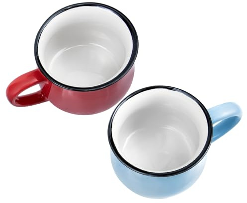SAFIGLE 2 pezzi Tazza in Ceramica Vintage Mug Cappuccino con Manico Comodo e Liscio per Casa Ufficio Bar e Ristorante Design Semplice e Resistente per Caffè e Acqua