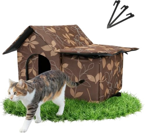 Katzenhaus Outdoor Winterfest Isoliert | wasserdichte KatzenhöHle FüR DraußEn Mit Weicher Matte | Faltbares & Warmes Katzenhaus FüR Katzen Und Kleine Hunde, Wetterfestes Katzenzelt FüR Winter (XL)