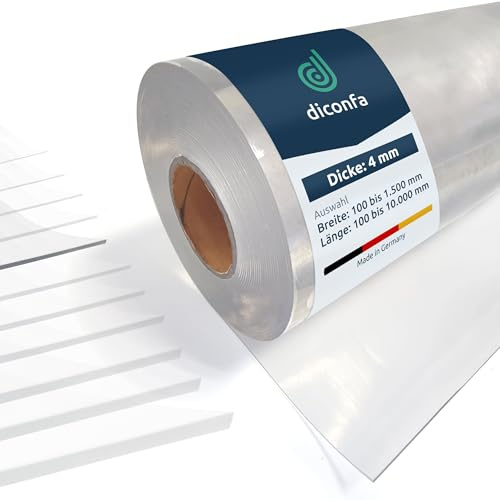 diconfa Folie glasklar NACH MAß 4mm WÄHLEN: 0,1 bis 1,5m BREIT - 0,1 bis 10m LANG (900 x 1500 x 4mm) FCM Kunststoff PVC Tischdecke transparent Gummimatte durchsichtig Platte Tischauflage